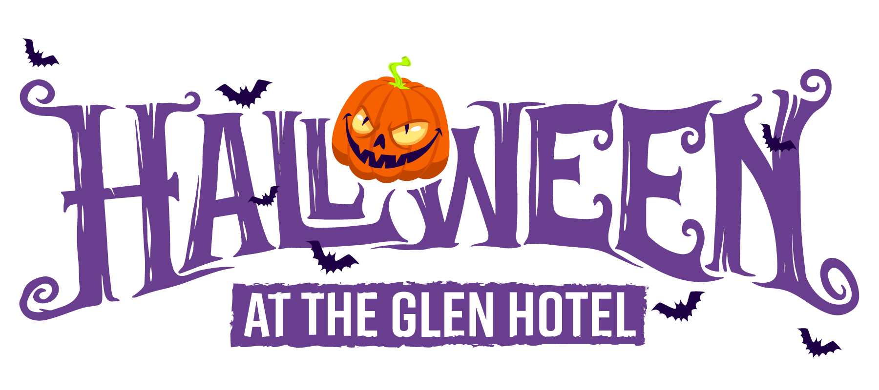 Halloween Title with pumpkin and bats