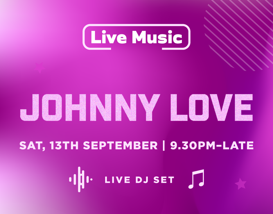 Johnny Love text on pink background